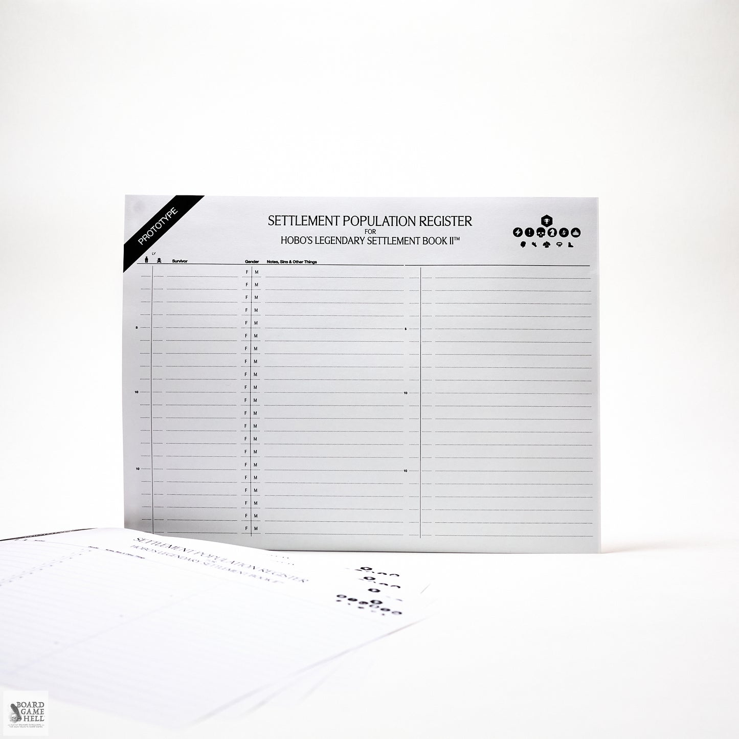 Settlement Population Register for 
Hobo’s Legendary Settlement Book II™ (PRE-ORDER)