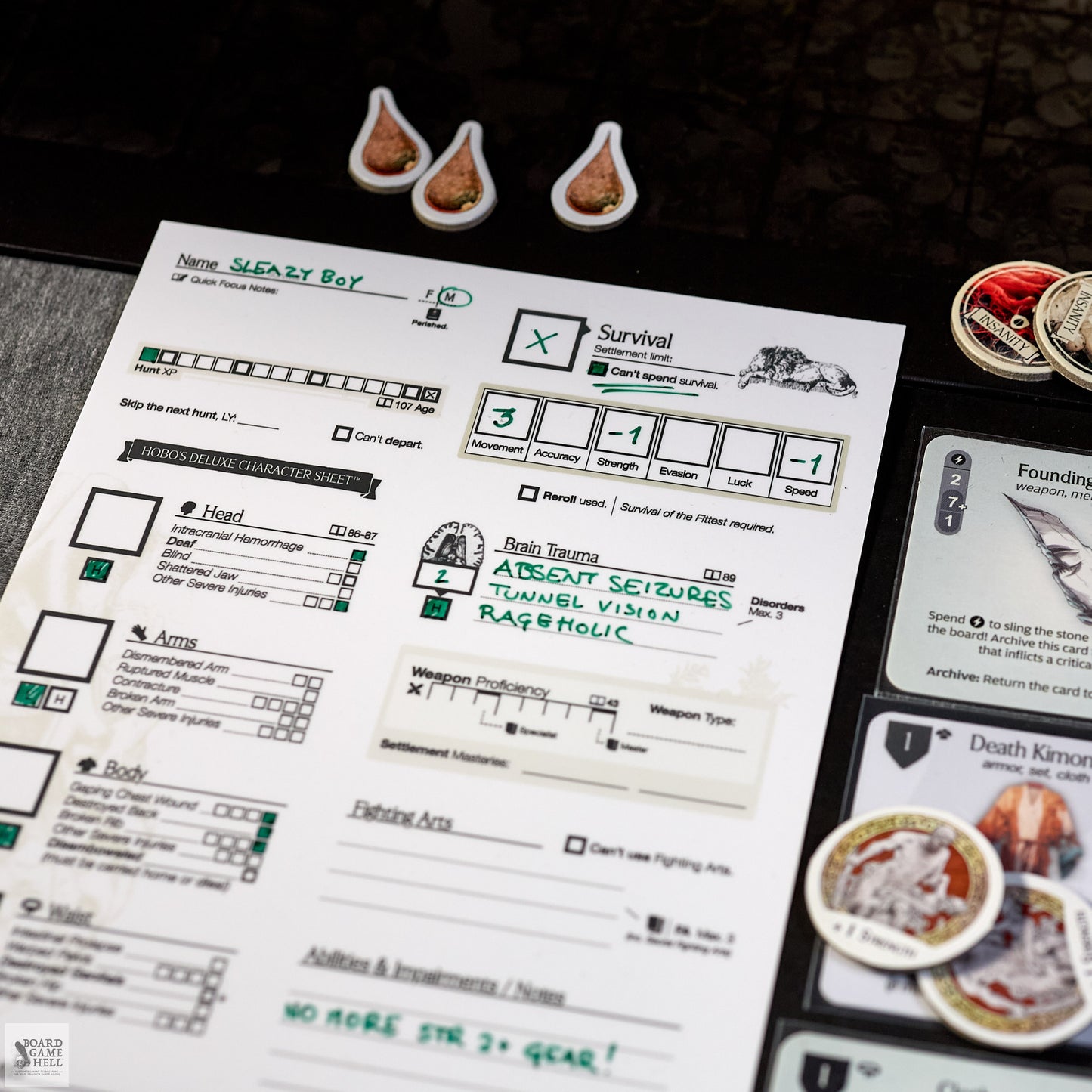 Hobo’s Deluxe Character Sheets™ for Kingdom Death: Monster (Core Game)