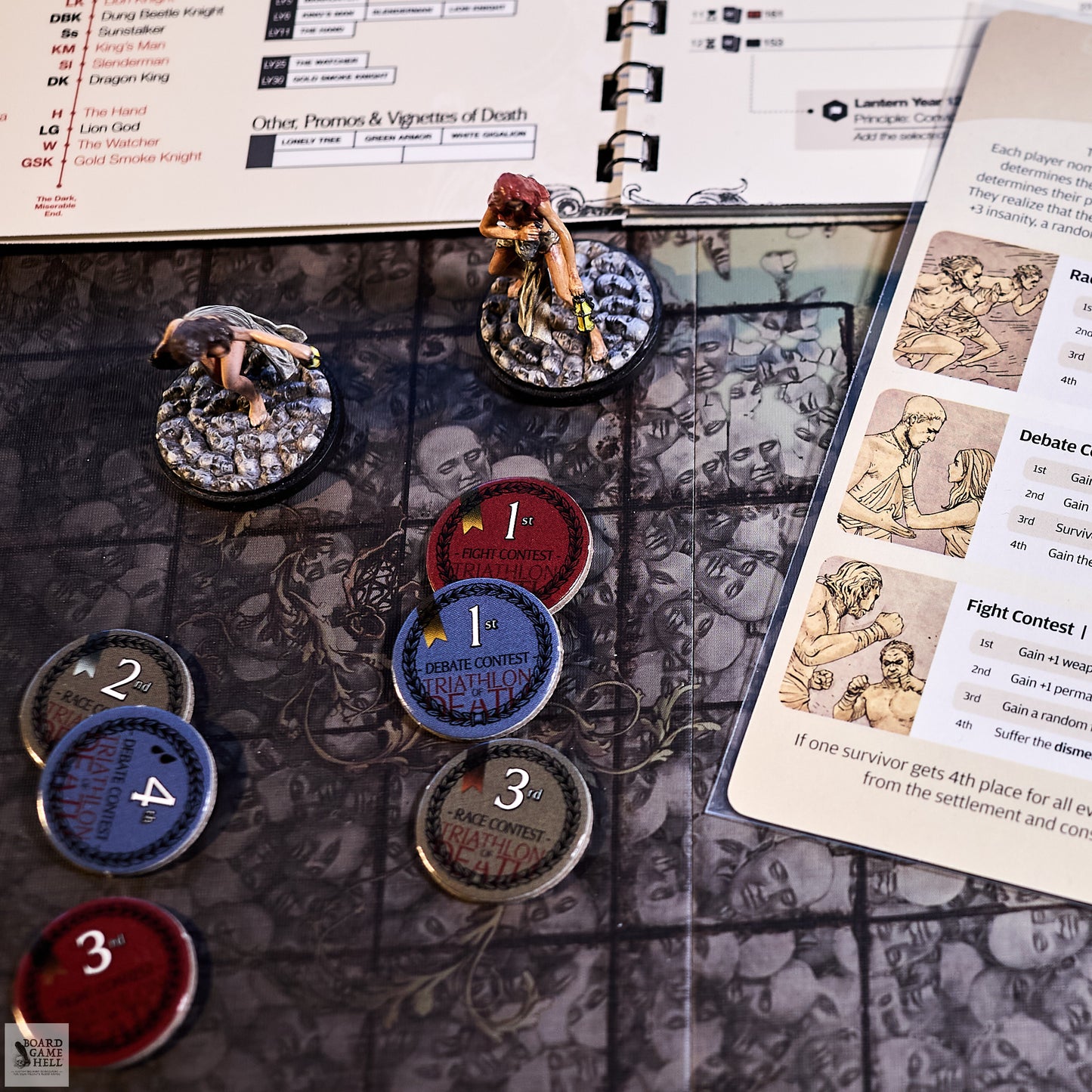Triathlon of Death Tokens™ makes it easy to sort out the Settlement Event in Kingdom Death: Monster