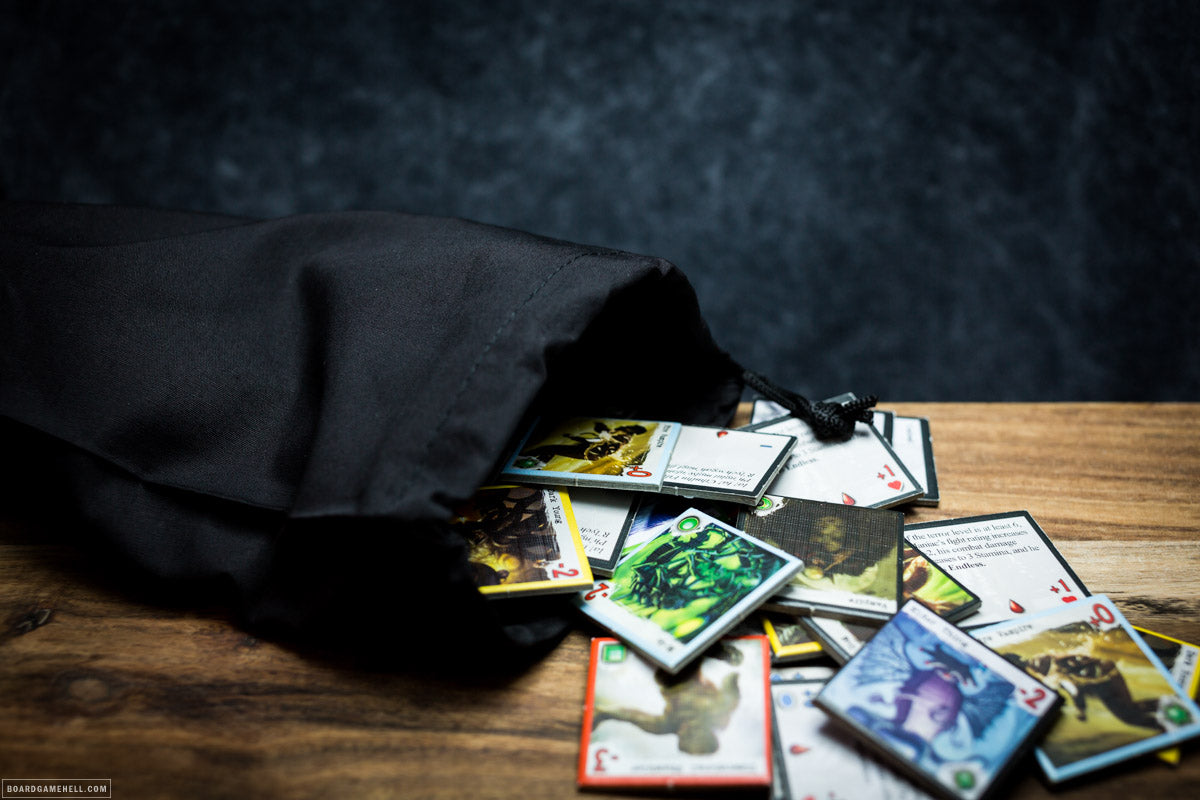 Easy to store a huge pile of tiles in this bag and pick them randomly out when needed.  (Arkham Horror, 2nd ed.)