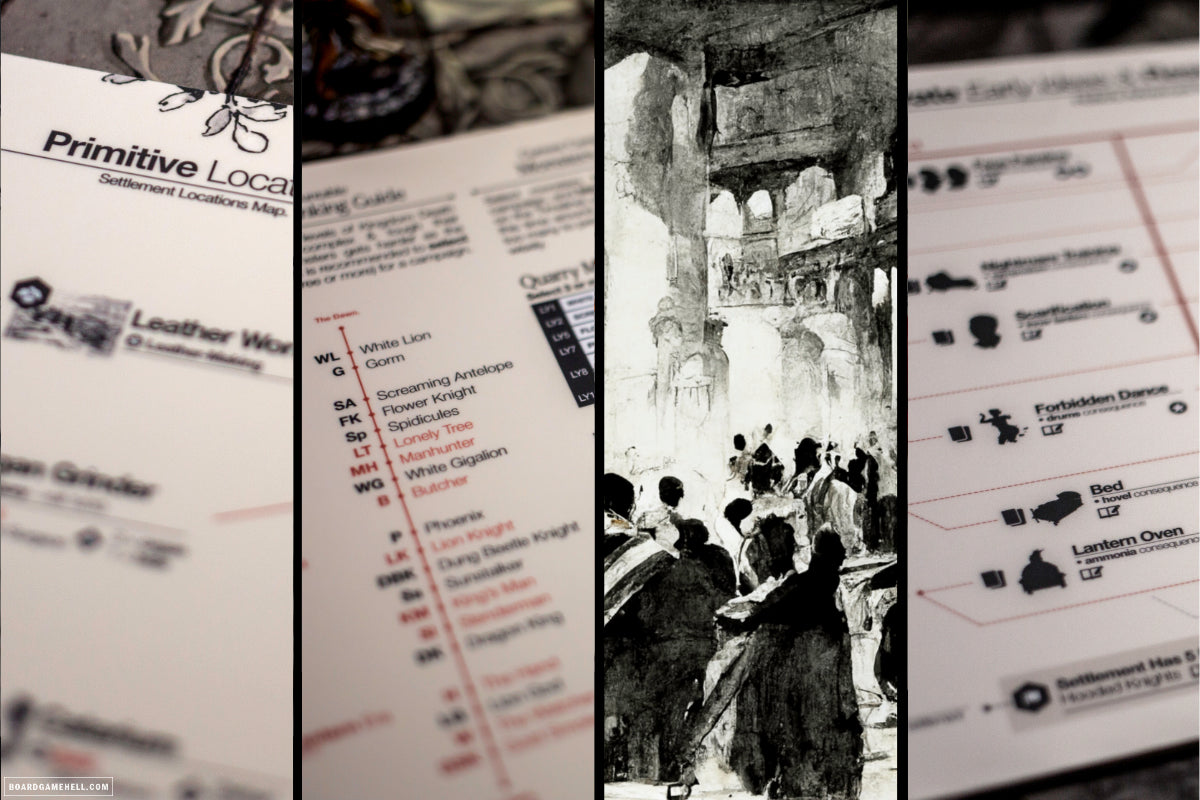 A quick sneak peek on the content of Hobo’s Deluxe Settlement Book™ for Kingdom Death: Monster